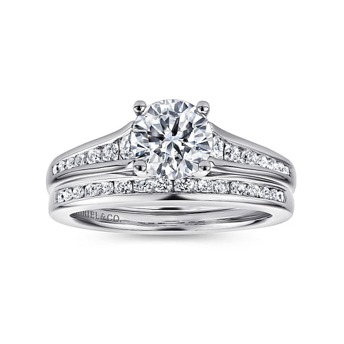 Aubrey - 14K White Gold Round Diamond Channel Set Engagement Ring - 0.27 ct - Shot 4