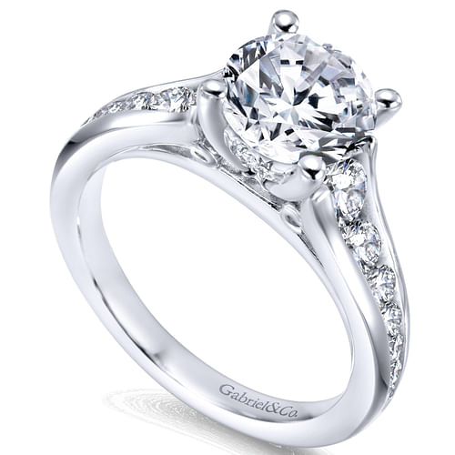 Aubrey - 14K White Gold Round Diamond Channel Set Engagement Ring - 0.72 ct - Shot 3