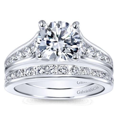 Aubrey - 14K White Gold Round Diamond Channel Set Engagement Ring - 0.72 ct - Shot 4