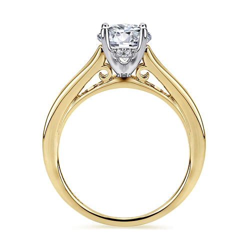 Aubrey - 14K White-Yellow Gold Round Diamond Channel Set Engagement Ring - 0.27 ct - Shot 2