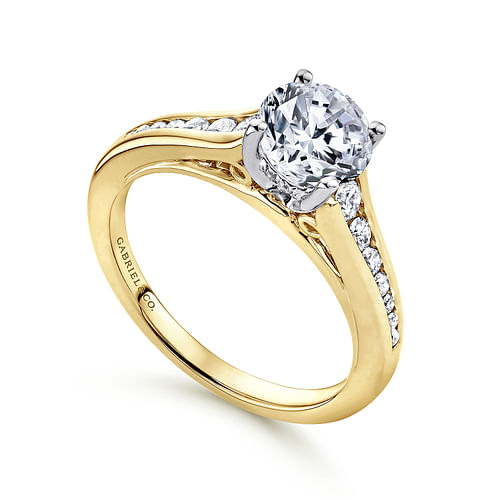 Aubrey - 14K White-Yellow Gold Round Diamond Channel Set Engagement Ring - 0.27 ct - Shot 3