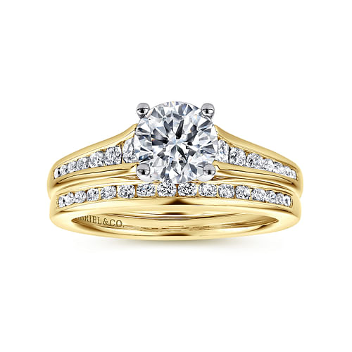Aubrey - 14K White-Yellow Gold Round Diamond Channel Set Engagement Ring - 0.27 ct - Shot 4