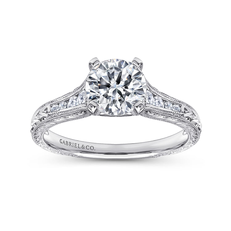 Audra - 14K White Gold Round Diamond Channel Set Engagement Ring