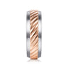 August - 14K White-Rose Gold 7mm - Two Tone Carved Men's Wedding Band