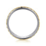 August - 14K White-Yellow Gold 7mm - Rope Center and Polished Edge Men's Wedding Band in High Polished Finish