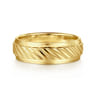 August - 14K Yellow Gold 7mm - Rope Center and Polished Edge Men's Wedding Band in High Polished Finish