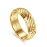 August - 14K Yellow Gold 7mm - Rope Center and Polished Edge Men's Wedding Band in High Polished Finish