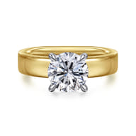 Aura - 14K White-Yellow Gold Round Solitaire Diamond Engagement Ring
