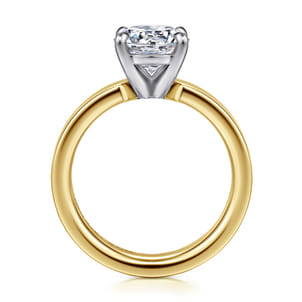 Aura - 14K White-Yellow Gold Round Solitaire Diamond Engagement Ring