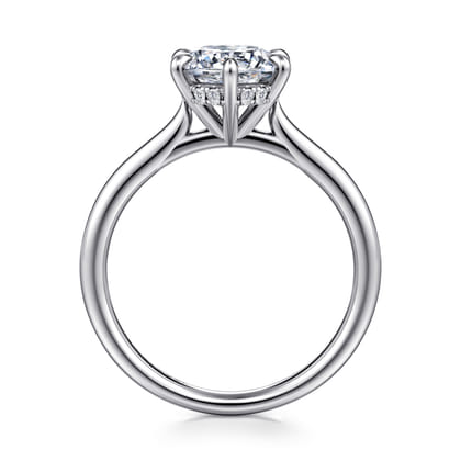 Aure - 14K White Gold 6 Prong Round Solitaire Diamond Engagement Ring