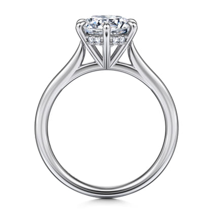 Aure - 14K White Gold 6 Prong Round Solitaire Diamond Engagement Ring