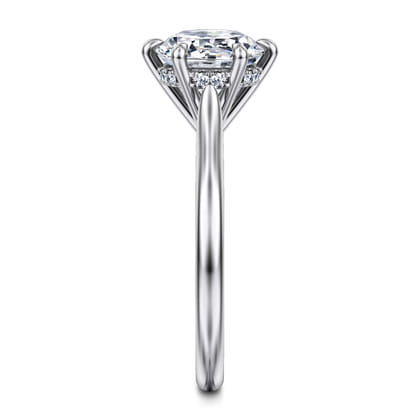 Aure - 14K White Gold 6 Prong Round Solitaire Diamond Engagement Ring