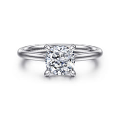 Aure - 14K White Gold Cushion Cut Solitaire Diamond Engagement Ring