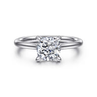 Aure - 14K White Gold Cushion Cut Solitaire Diamond Engagement Ring