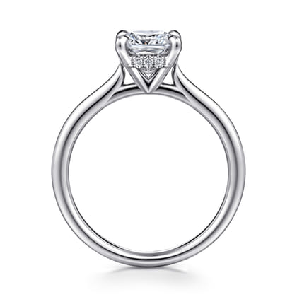 Aure - 14K White Gold Cushion Cut Solitaire Diamond Engagement Ring