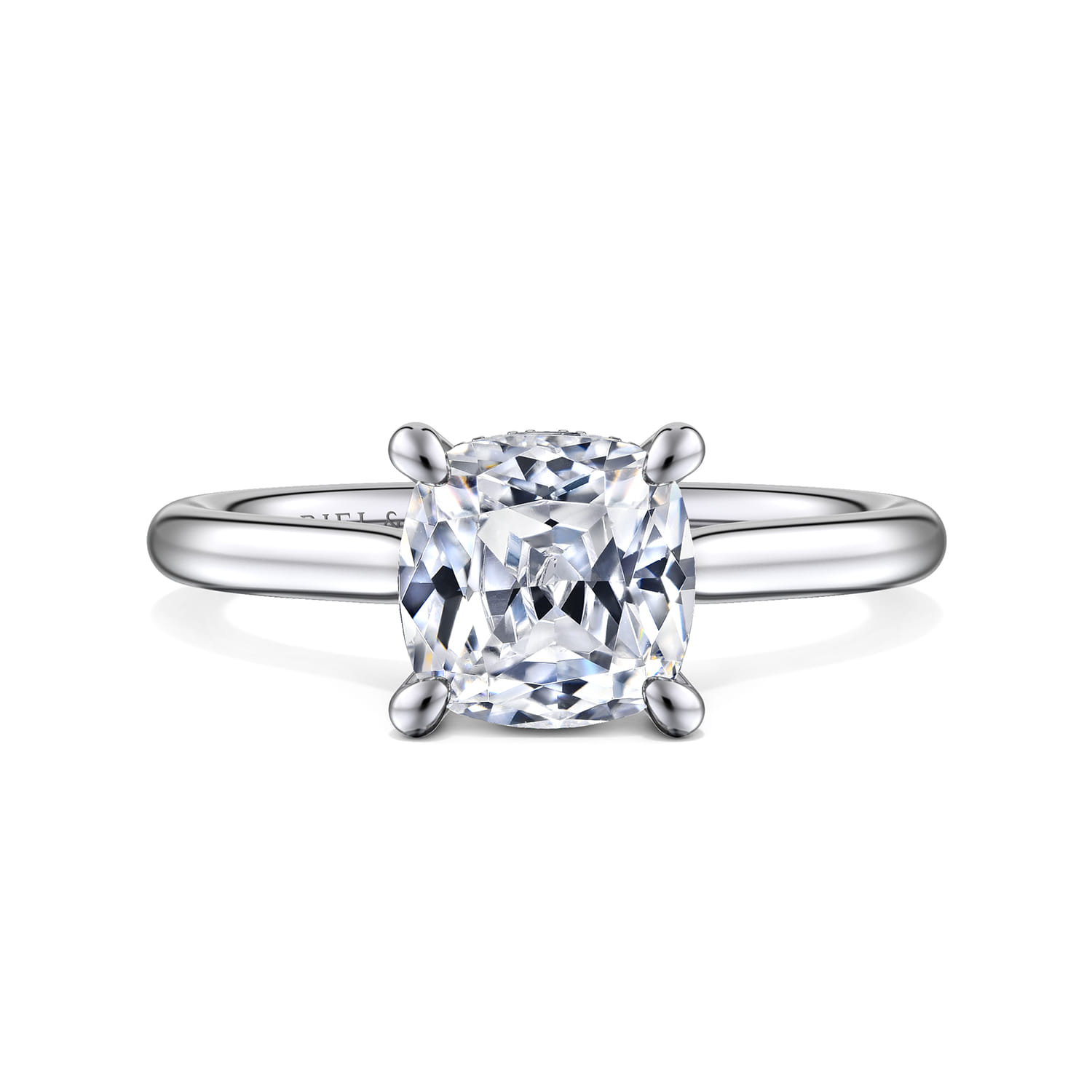 Aure - 14K White Gold Cushion Cut Solitaire Diamond Engagement Ring