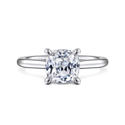 Aure - 14K White Gold Cushion Cut Solitaire Diamond Engagement Ring