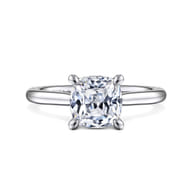 Aure - 14K White Gold Cushion Cut Solitaire Diamond Engagement Ring