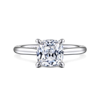 Aure - 14K White Gold Cushion Cut Solitaire Diamond Engagement Ring