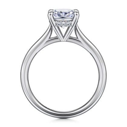 Aure - 14K White Gold Cushion Cut Solitaire Diamond Engagement Ring