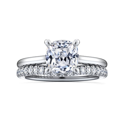 Aure - 14K White Gold Cushion Cut Solitaire Diamond Engagement Ring