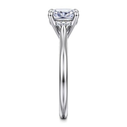 Aure - 14K White Gold Cushion Cut Solitaire Diamond Engagement Ring