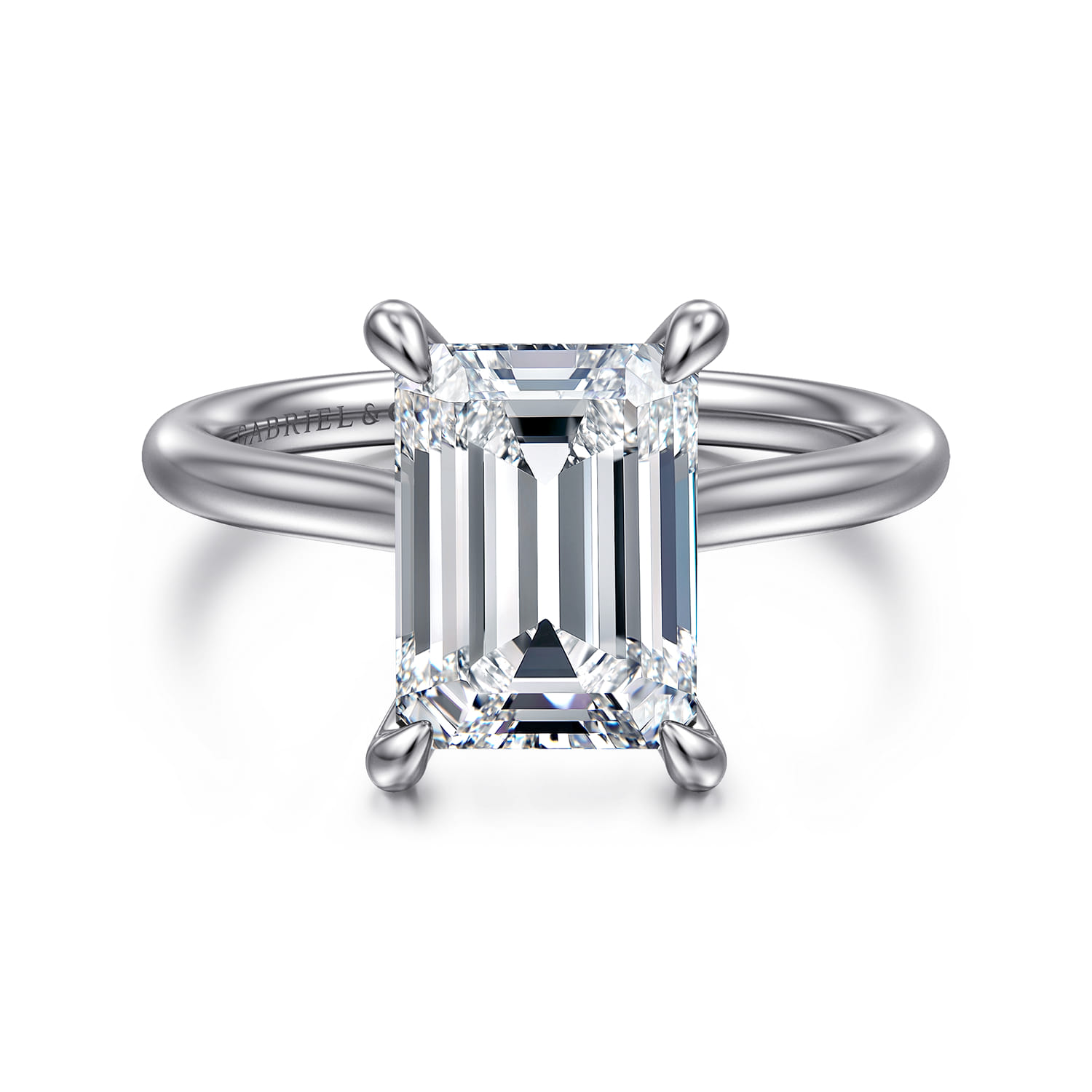 Aure - 14K White Gold Emerald Cut Solitaire Diamond Engagement Ring