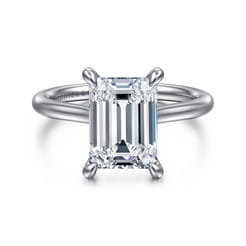 Aure - 14K White Gold Emerald Cut Solitaire Diamond Engagement Ring