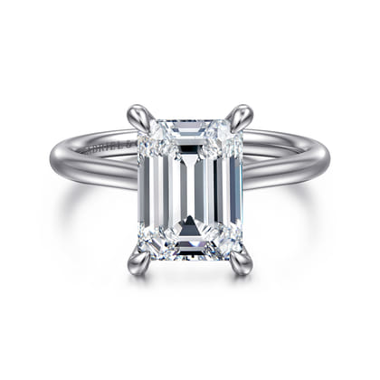 Aure - 14K White Gold Emerald Cut Solitaire Diamond Engagement Ring