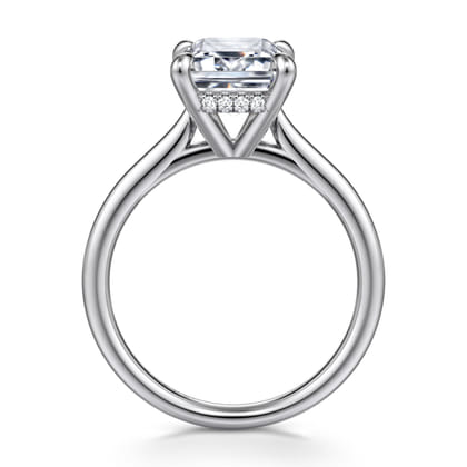 Aure - 14K White Gold Emerald Cut Solitaire Diamond Engagement Ring