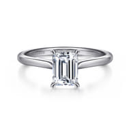Aure - 14K White Gold Emerald Cut Solitaire Diamond Engagement Ring