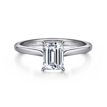 Aure - 14K White Gold Emerald Cut Solitaire Diamond Engagement Ring