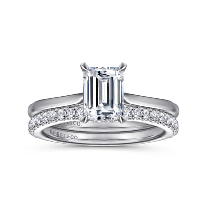 Aure - 14K White Gold Emerald Cut Solitaire Diamond Engagement Ring