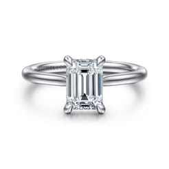 Aure - 14K White Gold Emerald Cut Solitaire Diamond Engagement Ring