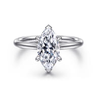 Aure - 14K White Gold Marquise Shape Solitaire Diamond Engagement Ring