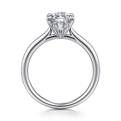 Aure - 14K White Gold Marquise Shape Solitaire Diamond Engagement Ring