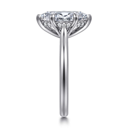 Aure - 14K White Gold Marquise Shape Solitaire Diamond Engagement Ring