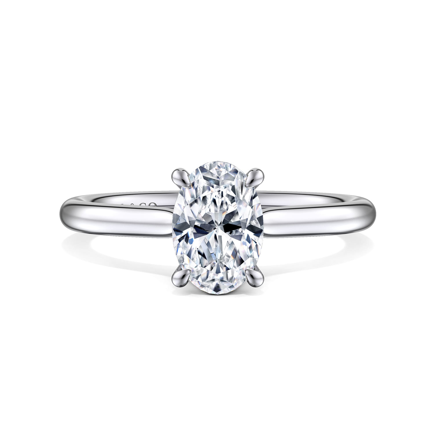 Aure - 14K White Gold Oval Solitaire Diamond Engagement Ring