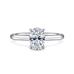 Aure - 14K White Gold Oval Solitaire Diamond Engagement Ring