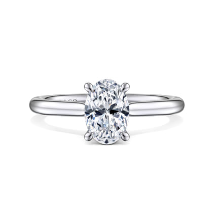 Aure - 14K White Gold Oval Solitaire Diamond Engagement Ring