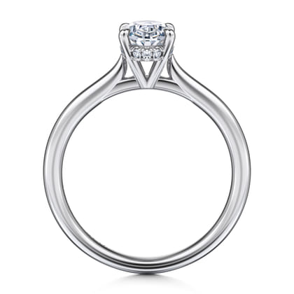 Aure - 14K White Gold Oval Solitaire Diamond Engagement Ring
