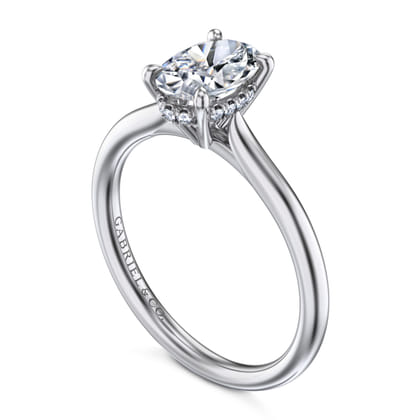 Aure - 14K White Gold Oval Solitaire Diamond Engagement Ring