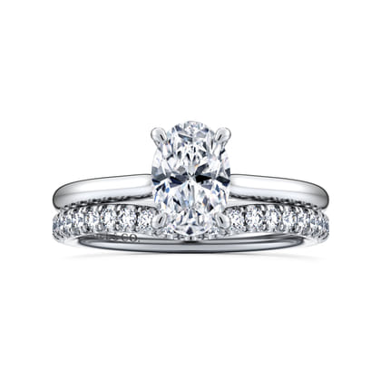 Aure - 14K White Gold Oval Solitaire Diamond Engagement Ring