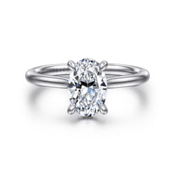 Aure - 14K White Gold Oval Solitaire Diamond Engagement Ring