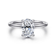 Aure - 14K White Gold Oval Solitaire Diamond Engagement Ring