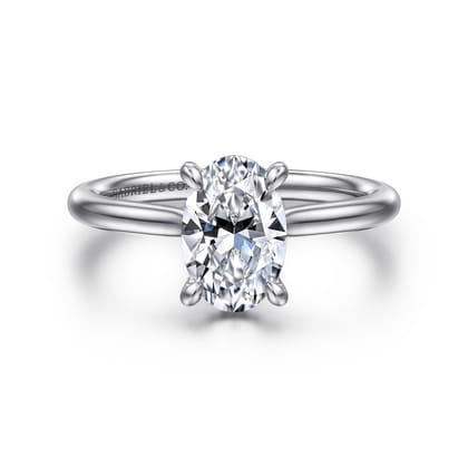 Aure - 14K White Gold Oval Solitaire Diamond Engagement Ring