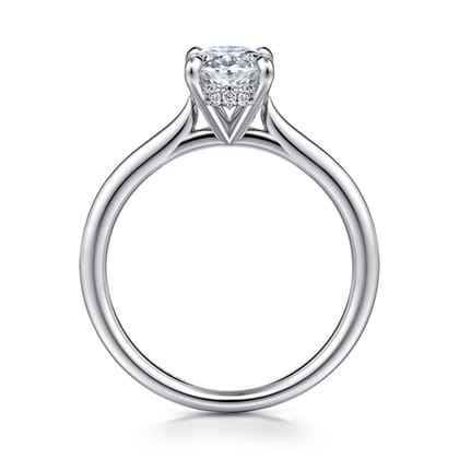 Aure - 14K White Gold Oval Solitaire Diamond Engagement Ring