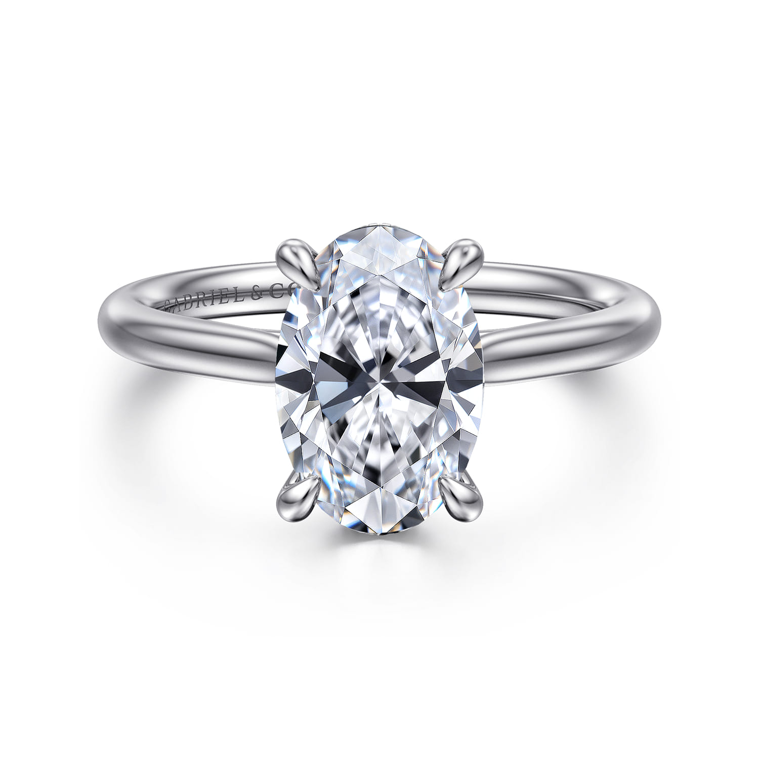 Aure - 14K White Gold Oval Solitaire Diamond Engagement Ring