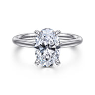 Aure - 14K White Gold Oval Solitaire Diamond Engagement Ring