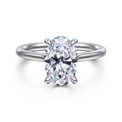 Aure - 14K White Gold Oval Solitaire Diamond Engagement Ring